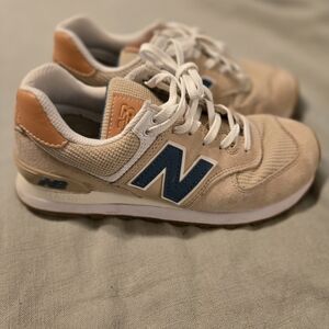 New Balance Beige and Blue Sneakers